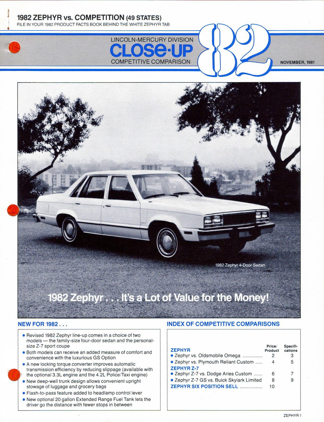 1982 Mercury Zephyr Closeup Brochure Page 10